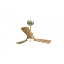 Tenerife De Klassfan Super Destratificateur Et Ventilateur Dc 106 Cm Laiton Pales Bois Clair Avec Lumière Dimmable 10 À 20 M²