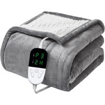 Phasat - Electric Blanket 130 X 150 Cm, Flannel + Lambswool, Machine Washable, Extremely Soft And Comfortable, Fast Heating Heated Blanket With 