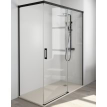 Baño Total - Mampara Ducha Rectangular Corredera Acceso Frontal Vidrio Templado 6mm Antical Transparente Perfil Negro Mate 165 (adaptable 160,1-165cm)