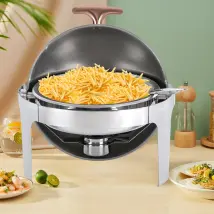180 ° Round Flip Poêle À Manger, 6l Inox Grande Capacité Isolation Poêle À Manger, 47 47 45cm
