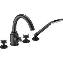 Grifo De Bañera De 4 Orificios Con Conjunto De Ducha, Fijo, Negro Temisto Bqt N14d