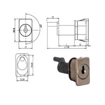 Cerradura para muebles – Pasador vertical 35 163434 – Metal fundido a presión niquelado – Incluye 2 llaves