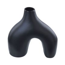 Vaso In Porcellana Nera 30 Cm Accessorio Moderno Fatto A Mano Lamia