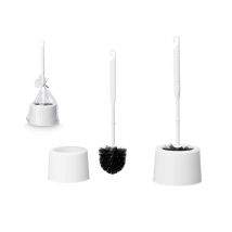 Portaescobillas blanco plástico – Escobillero con cepillo negro – Diseño práctico y minimalista – 32,5 x 7,5 x 7,5 cm