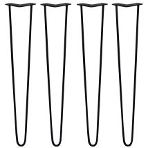 Skiski - Legs - 4 Pieds De Table En Épingle À Cheveux 71cm 2 Tiges En Acier Noir Épaisseur 10mm