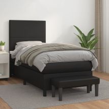 Boxspringbett Mit Matratze Schwarz 90x200 Cm Kunstleder Vidaxl