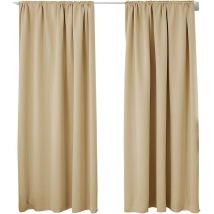 2er Set Gardine Blickdicht 250 G/m² Mit Kräuselband Champagner 135x225 Cm - Woltu
