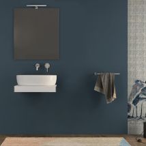 Mensolone Bagno 60 Cm Bianco Opaco Sospeso Con Specchio Filo Lucido E Pensile Da 100 Cm