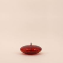 Lampe À Huile Ronde En Verre Soufflé Bordeaux 14cm