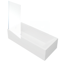 Bañera Rectangular Vitra Neon 170x75cm + Mampara De Bañera Izquierda Aurys Mist 1, Cromada, Perfil Izquierdo