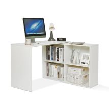 Eckschreibtisch, Computertisch L-förmig Mit 4 Ablagen Großer Umkehrbarer Winkel Links/richtig 106 X 106 X 74,5cm Fürs Arbeitszimmer Wohnzimmer Büro,