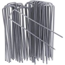 100pcs Piquets De Fixation En Acier Galvanisé, Agrafes De Fixation De Jardin, Pour Toile De Paillage, Le Treillis Métallique Et Les Filets, 150 Mm De 