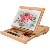 Caballete de mesa Colmar – Madera de haya – Altura adaptable – Plegable – Soporte para pintura y libros