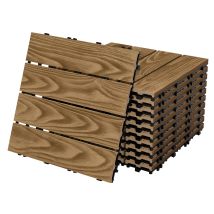Ecd Germany Baldosas De Patio Wpc De 30x30 Cm 44 Piezas Para 4m² Aparencia De Madera Marrón Teca Con Sistema De Drenaje E Instalación Mediante Clic, 