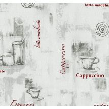 Erismann - Grey Red Coffee Cup Wallpaper Typography Kitchen Textured Paste Wall Vinyl P+s