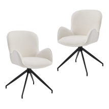 Chairus Dining Chairs 2pcs In Chenille Modern Swivel Chairs With Chic Stylish Backrest For Living Room Kitchen Restautant, White