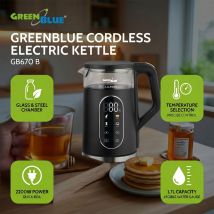 Elektrischer Wasserkocher Greenblue Gb670 B Kabellos 2200w 1.7l