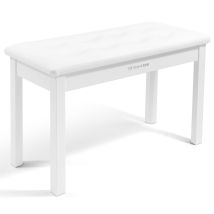 Cosvalve - Mustar Piano Bench Keyboard Stool, Solid Hard Pu Leather Wooden Digital Piano Stool With Large Storage (white)