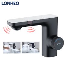 Lonheo - Sensor Wasserhahn Bad Waschtisharmatur Mit Infrarot-elektronik, Automatische Waschbeckenarmatur Bad Armatur Für Handwaschbecken, Schwarz