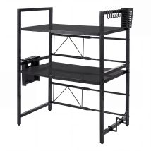 Toque 3 Tier Expandable Microwave Oven Rack Stand Kitchen Storage Shelf Black