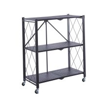 Klappbare Metallregale Catterhouse Kim 84 71,5x36x84 Cm Farbe Schwarz Mit Rädern Und 3 Einlegeböden Trägt Bis Zu 120 Kg