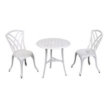 Inko - Bistro-set Chester Alu-guss Tisch Ø 66 Cm Stühle Ohne Armlehnen 2 Versch. Farben Bronze
