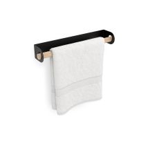 Toallero De Baño Adhesivo Fabricado En Acero-madera Y Acabado Negro Mate - Haya Peso Máx.: 5kg Medidas 45x7x9,3cm Incluye Adhesivo Extra Fuerte Para 