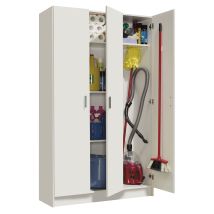 Armadio multiuso grande 109x37x180 cm in legno laminato – 3 ante battenti – 4 ripiani regolabili – Certificazione PEFC