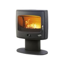 Godin – 388131 – Stufa a legna 8 kW con rivestimento in ghisa antracite – 72x90x40,2 cm, Efficienza 77%, Peso 160 kg
