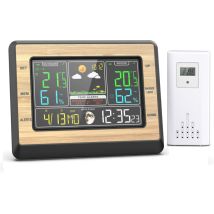 Station Météo Sans Fil Thermomètre Hygromètre Baromètre Intérieur Extérieur Écran 6 Pouces Rétroéclairé Alarme Et Affichage Heure Date