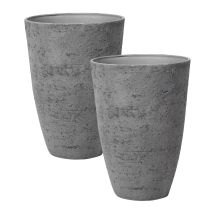 Set Di 2 Vasi Tondi Polvere Di Pietre Per Interno Ed Esterno Grigio 35 X 35 X 50 Camia