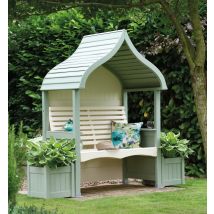 Afk - Orchard Arbour Wooden Garden Seat Chair Outdoor Heritage Sage Green & Cream