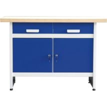 Banco de trabajo WB 2 – Madera de haya 40 mm – Acero recubierto de polvo – 2 cajones – 2 puertas bloqueables