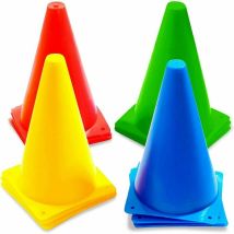 LITZEE – 12 coni segnaletici 23 cm – Plastica PP resistente – Colori giallo, blu, verde, arancione