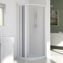 Box Doccia Giove In Pvc Semicircolare Angolare 2 Lati Apertura Scorrevole Laterale A Soffietto Anta Unica 70 X 90 X H 185 Cm (raggio 38cm)