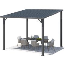 Yodolla 3x3m Gartenpavillon, Hochwertiger Wandmontierter Leaning-to Metall-pergola, Schwarz