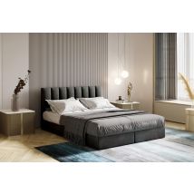 City Boxspringbett 160 X 200 Mit Bettkasten Und Topper Dunkelgrau - Trada