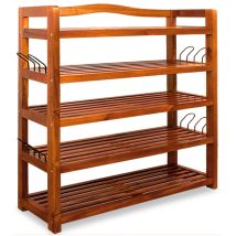 Scarpiera Legno Certificato Acacia Fsc 5 Ripiani 80x26x82cm Salvaspazio Corridoio Portascarpe Scaffale Marrone - Casaria