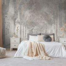 Profhome - Fototapete 399151 Heißgeprägte Vliestapete Glatt Mit Architektonischen Motiven Matt Grau Beige 3,71 M X 2,8 M