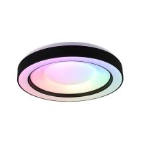Arco Plafoniera Led 22w 2500lm, 2700 - 6000k Diffusore Bianco Effetto Stelle Con Bordo Cromo Rgb E Telecomando Multifunzione D.49cm Dimmerabile