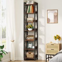 Tribesigns Librería De 7 Niveles, 200 Cm Estantería Alta, Estantería Almacenaje De Madera Y Metal Para Espacios Pequeños, Biblioteca, Estantería Para 