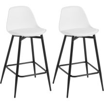 Klihome - 2x Taburetes De Cocina, Taburetes De Bar, Taburetes Altos Para Cocina, Comedor, Estudio, En Pp+ Metal, Blanco