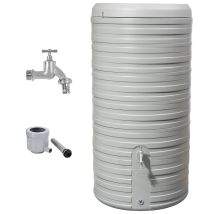 Garantia Nordic 2in1 Serbatoio Per Pioggia Set Completo 300 Litri Grigio Pietra Incl. Rubinetto Cromato E Raccordo Pluviale