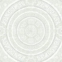 Wallquest - Caspia Damask Circle White Wallpaper Classic Acrylic Coated Stylish