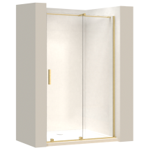 Rea DuschTür Montana gebürstetes Gold 140 cm – 6 mm Glas – Aluminium – Schiebetür – Easy Clean Beschichtung
