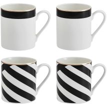 Mikasa Luxe Deco Juego De 4 Tazas, Tazas De Porcelana Fina Con Estampado Geométrico Para Té Y Café, 380ml - Envase De Regalo Y Apto Para Lavavajillas