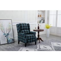 Westwood Vintage Armchair Sofa Recliner Lounge Fabric Tub Chair Seat Bedroom Home Occasional Furniture Fa01 Blue Check