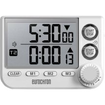 Timer Digitale Eurochron EDT 8002 – Bianco – Due Timer Indipendenti – Display LED – Funzione Allarme