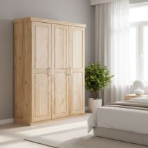 Armario De Tres Puertas, Color Roble, 140 X 190 X 55 Cm.