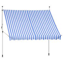 Klemmmarkise Balkon Markise Sonnenschutz Terasse Fenstermarkise Balkonmarkise Sonnensegel Windschutz Balkon Rollo - 300 X 120 Cm - Blau / Weiß